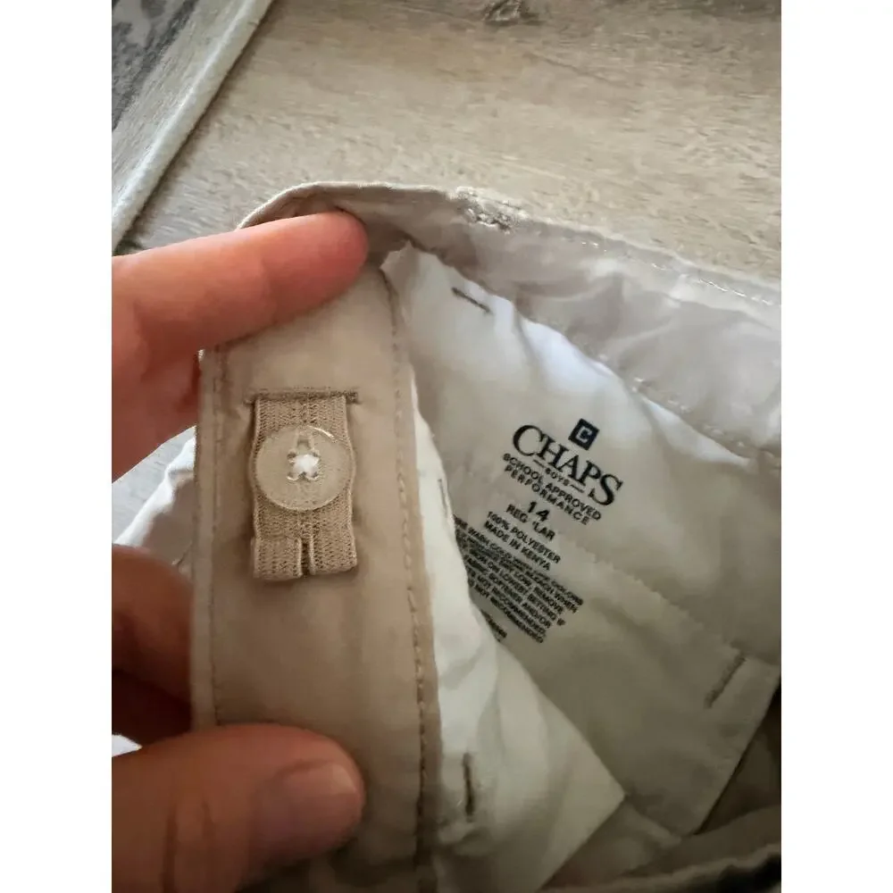 CHAPS Boys Size 14 Regular Tan Khaki School Uniform Golf Shorts